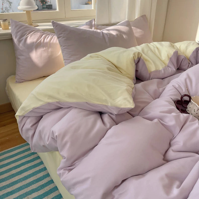 4-Piece Cotton Bedding Set – Solid Duvet Cover, Bed Sheet & Pillowcase Set for Twin, Queen & King Beds