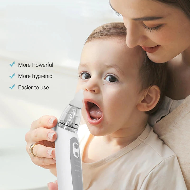 Electric Baby Nasal Aspirator – Automatic Nose Cleaner for Newborns & Toddlers with 3 Soft Silicone Tips, Gentle Suction & Music Function