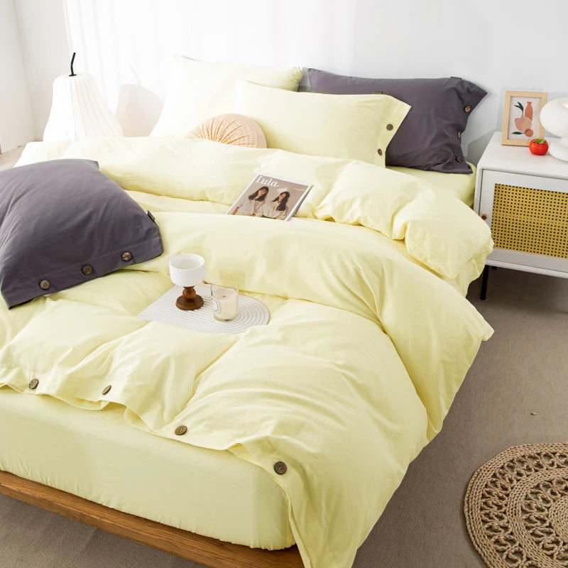 3-Piece 100% Cotton Bedding Set – Duvet Cover & Pillowcase Set for Queen & King Beds