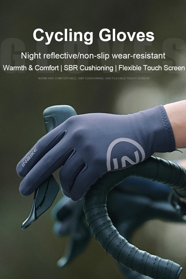 Guantes de ciclismo INBIKE 2024 – Guantes de bici de forro polar con dedos completos y acolchado de gel para hombre, accesorios de invierno con pantalla táctil para ciclismo de carretera y MTB