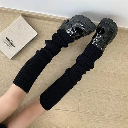 Calentadores de piernas de punto Lolita para mujer – Puños largos de ganchillo para botas y calentadores de pies de invierno Y2K (40–70 cm)