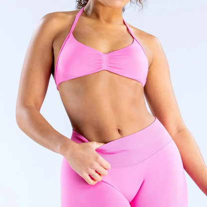 Women’s Seamless Yoga Set – 2PCS Strappy Sports Bra & High Waist Scrunch Shorts Gym Workout Outfit