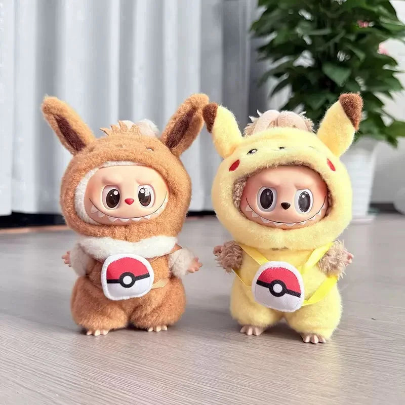 Labubu Doll Clothes Kawaii Jumpsuit – Pikachu, Squirtle, Eevee & Charmander Cartoon Style Outfit Replacement Set, Fan Gift