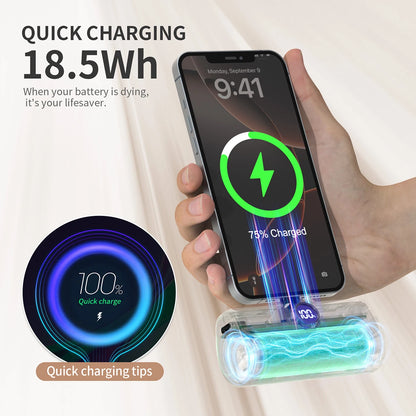 5000mAh Mini Power Bank – Fast Charging Portable Charger with LED Digital Display, Compact External Battery Pack for iPhone & Android