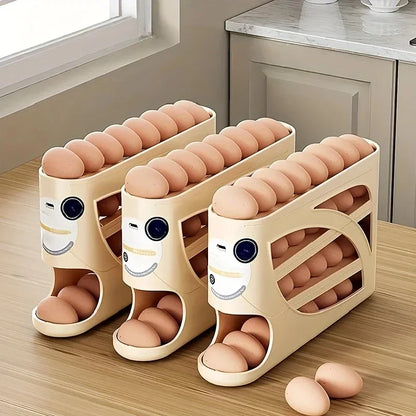 3-Tier Rolling Egg Storage Container – 24-Egg Refrigerator Organizer Rack, Large-Capacity Egg Holder & Kitchen Fridge Storage Box