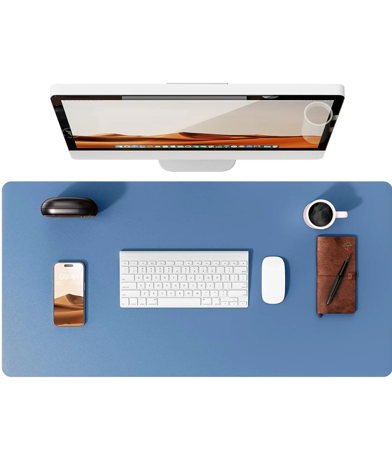 Alfombrilla de escritorio grande de cuero PU - Mouse Pad antideslizante y protector de escritorio para laptop, teclado, oficina y juegos