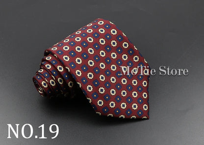 Men's 7.5cm Soft Silk Necktie – Floral & Dot Pattern Tie for Weddings, Business, Parties & Formal Wear