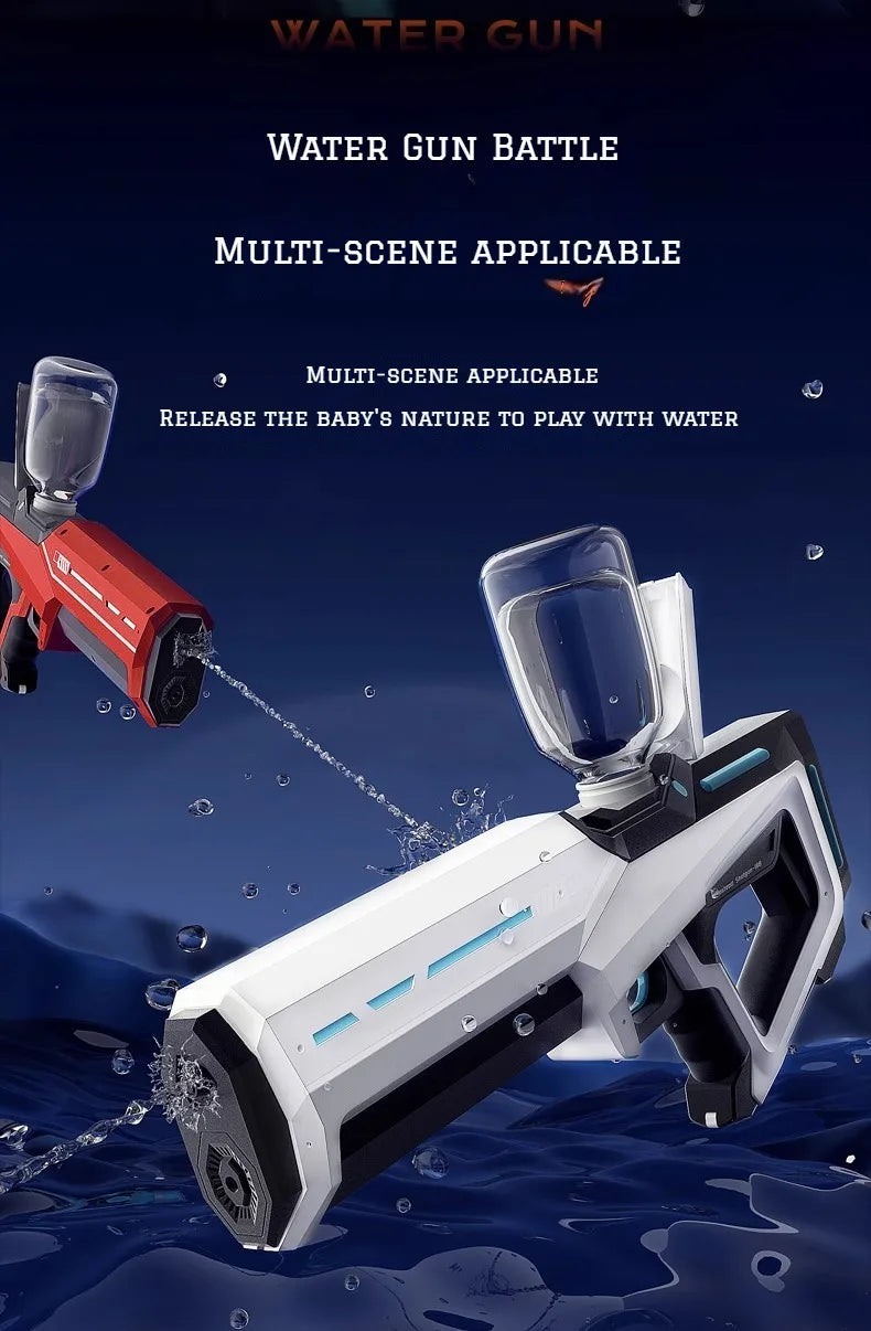 Pistola de Agua Eléctrica para Niños y Adultos – Lanza de Agua Automática de Alta Presión para la Playa, Piscina y Diversión de Verano