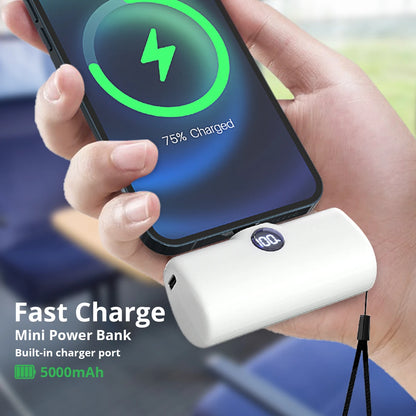 5000mAh Mini Power Bank – Fast Charging Portable Charger with LED Digital Display, Compact External Battery Pack for iPhone & Android