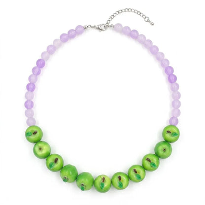 Colorful 3D Fruit Beaded Necklace – Multicolor Exaggerated Chain with Pomegranate, Strawberry & Tomato Designs, Statement Fashion Jewelry