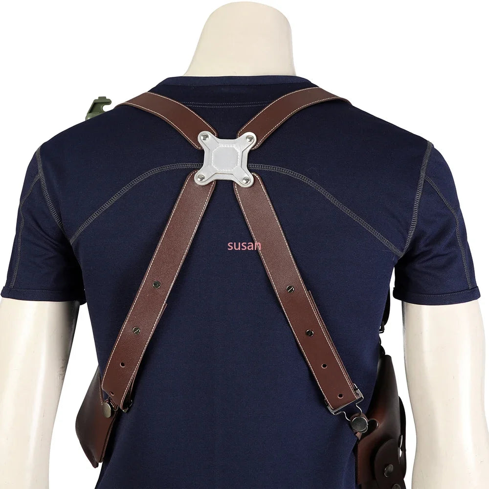 Resident Evil Leon S. Kennedy Inspired Cosplay Costume – Tactical Utility Belt Set with Bags, Holster & Officer Outfit Accessories for Carnival & Halloween