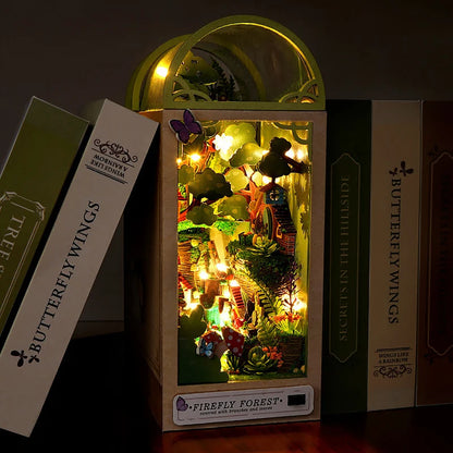 Kit de book nook à fabriquer soi-même – Maquette de maison de poupée miniature en bois à insérer dans une étagère pour adultes, loisirs créatifs et décoration d'intérieur
