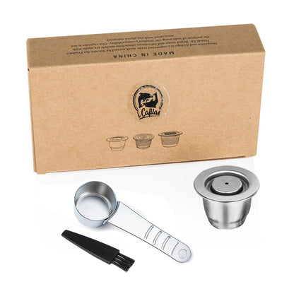 iCafilas Reusable Coffee Capsule – Stainless Steel Refillable Coffee Pod Filter Compatible with Nespresso Coffee Machines, Eco-Friendly Reusable Espresso Cup for Home Brewing