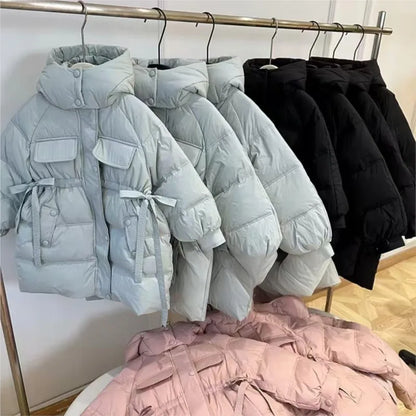 Kids’ Long Hooded Winter Coat – Warm Cotton-Padded Jacket for Baby Boys, Girls & Teens, Solid Color Outerwear Ages 5–16