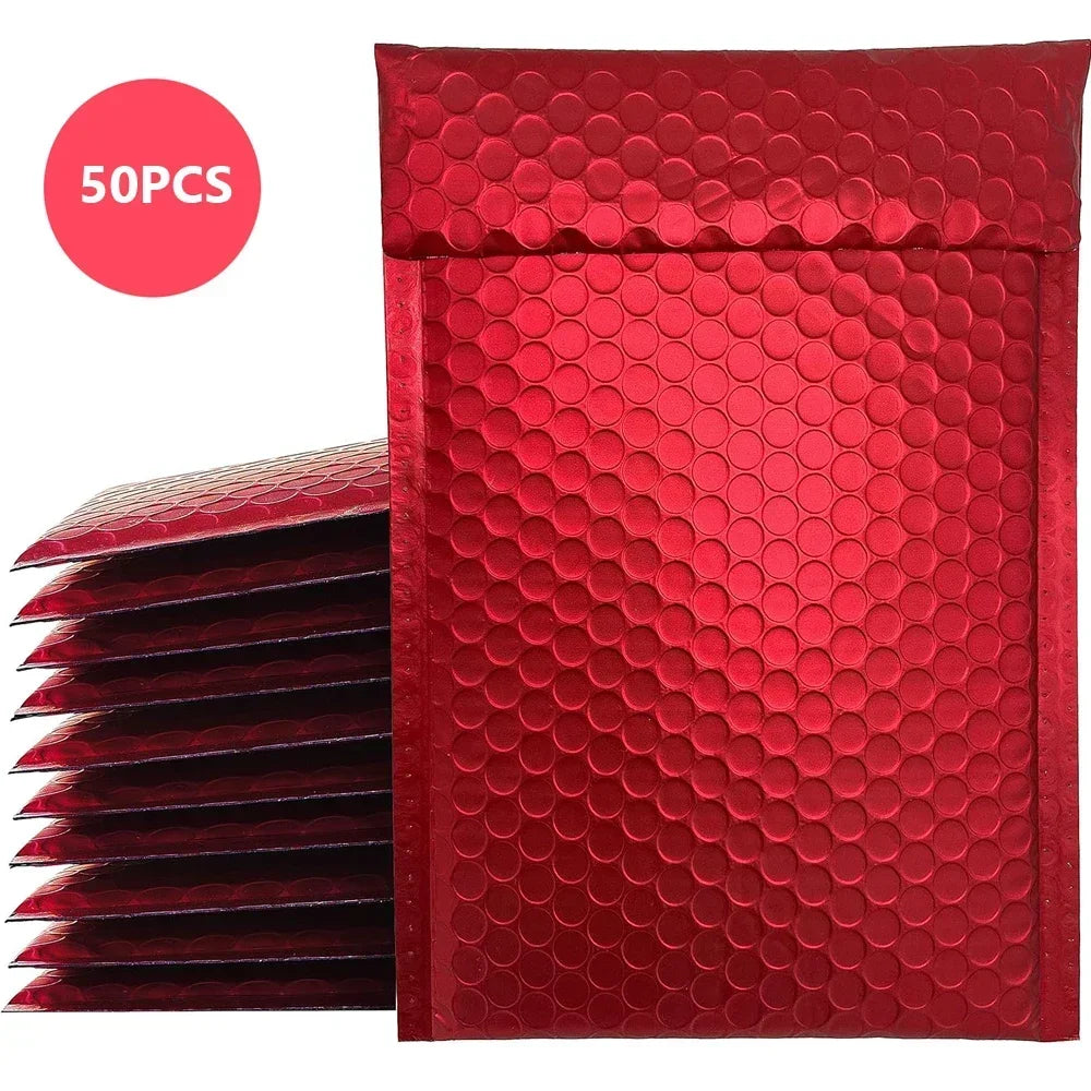 50Pcs Shipping Bags Metal Bubble Mailer Holographic Small Business Supplies Packaging Envelope Mailing Office School