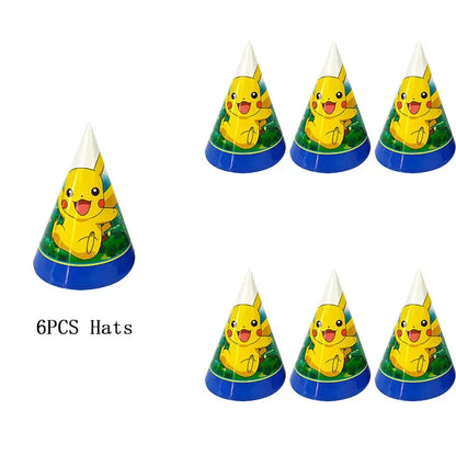 Pokémon Theme Birthday Party Decorations – Cartoon Pokémon Go Tableware Set (Cups, Plates & Pikachu Balloons) for Baby Shower & Party Favors
