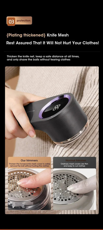 Rechargeable Electric Fabric Shaver – Portable Lint & Fuzz Remover with LED Display for Clothes & Upholstery