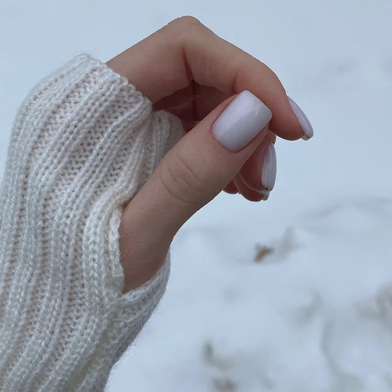 Long Fingerless Gloves for Women Winter Knitted Arm Warmers Kawaii Anime Punk Gothic Lolita Mittens