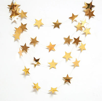 4M Moon & Star Glitter Paper Garland – Hanging Party Banner for Weddings, Eid, Baby Showers & Celebrations