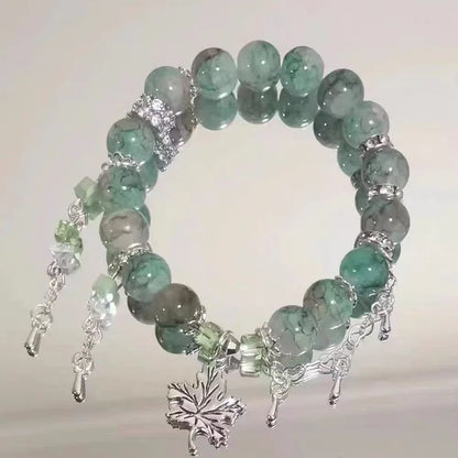 Brazalete coreano de mariposa con flor de cristal rosa – Pulsera dulce de cadena con cuentas y dije colgante para mujer, regalo de joyería de moda