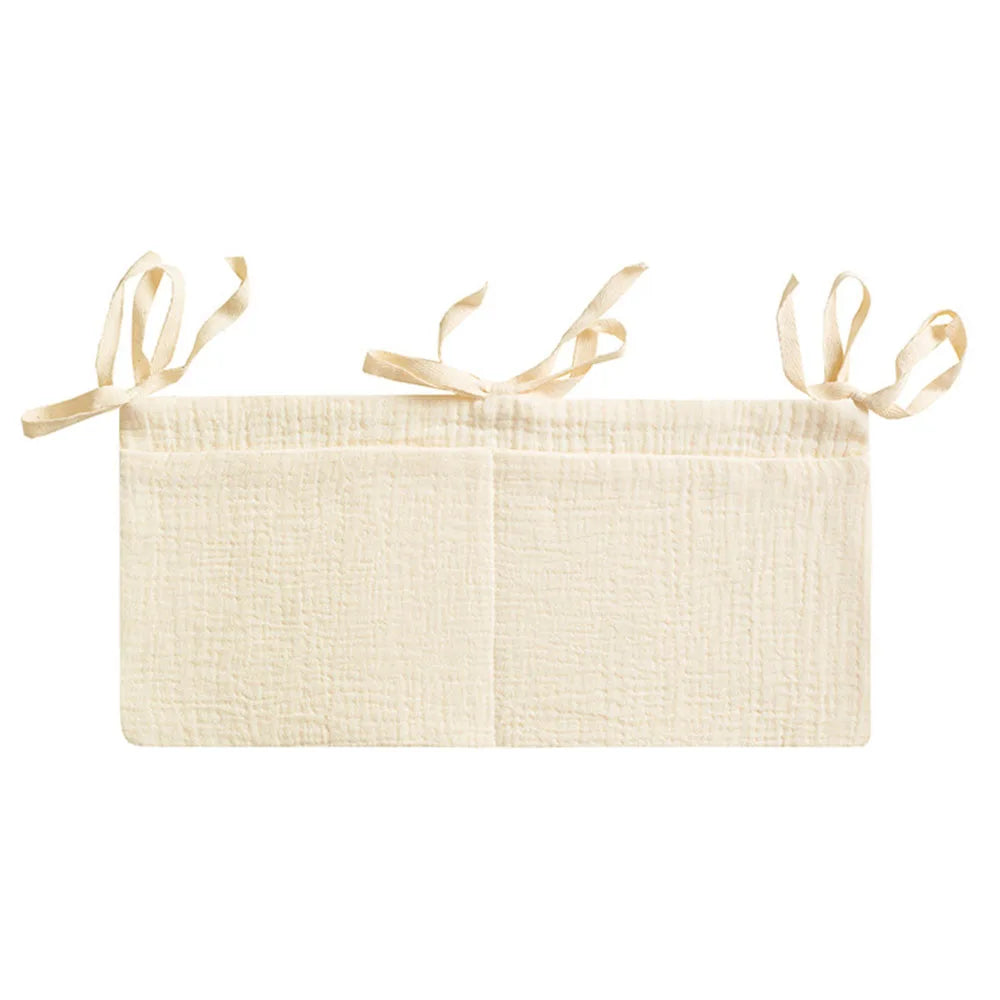 Organizador Colgante para Cuna de Bebé – Cesta de Almacenamiento para Mesita de Noche con 2 Bolsillos para Pañales, Juguetes, Ropa y Artículos Esenciales para Bebés
