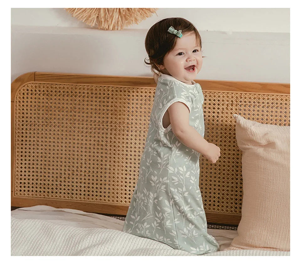 Gigoteuse Bébé 100 % Coton – Doux Sac de Couchage sans Manches pour Nouveau-né avec Fermeture Éclair Bidirectionnelle pour l'Été et les Changements de Couches Faciles