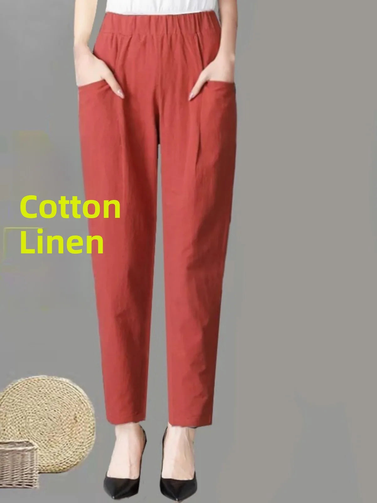 Women's Summer Cotton Harem Pants – Lightweight Loose High-Waist Cropped Trousers, Korean-Style Casual Plus Size Pants