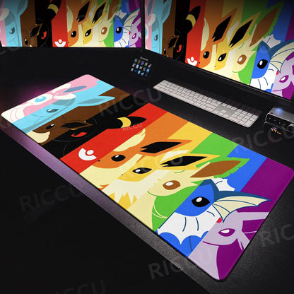 Japan Anime Gamer XXL Desk Mat – Eevee Kawaii Extended Mouse Pad (900×400 Gaming Keyboard & Mouse Pad)