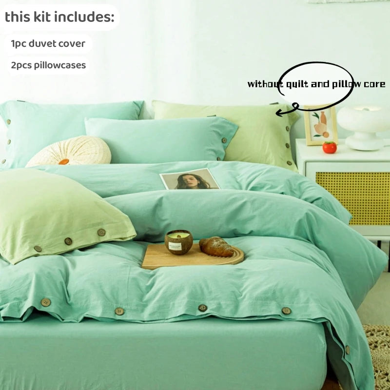 3-Piece 100% Cotton Bedding Set – Duvet Cover & Pillowcase Set for Queen & King Beds
