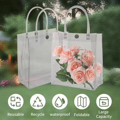 Bolsas de regalo de PVC transparente con asa – Bolsas de regalo de plástico reutilizables transparentes para cosméticos, empaques minoristas, recuerdos de fiesta y compras