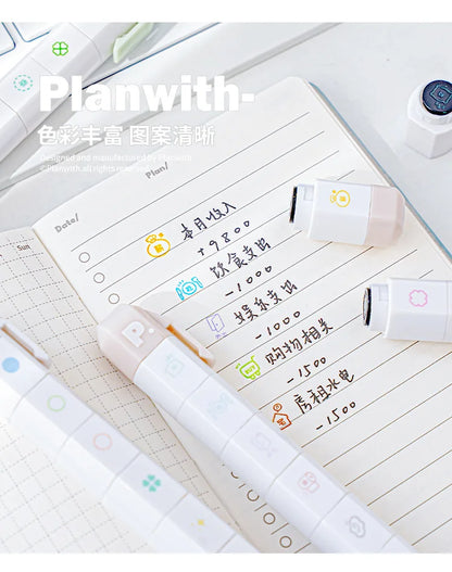 Jeu de tampons journal de listes de tâches mignonnes – Tampons encreurs détachables en forme de stylo pour agenda, carnet, scrapbooking, carnets de voyage et artisanat décoratif