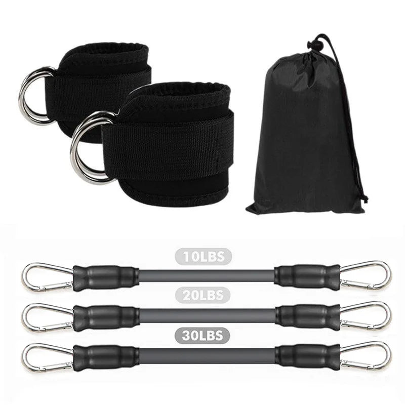 Juego de bandas de resistencia con tobilleras – Bandas elásticas de fitness con accesorios de tobillo para gimnasio, yoga, entrenamiento de fuerza y ejercicio en casa