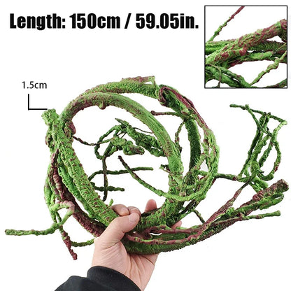 Bendable Reptile Jungle Vines – Flexible Foam Rattan Fake Branches for Lizard & Chameleon Terrariums, Rainforest Habitat Landscaping Decor