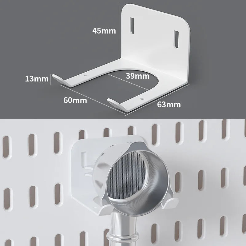 Organizador de pared de tablero perforado sin taladros – Panel de almacenamiento modular con estantes y accesorios para cocina, baño y sala de juegos