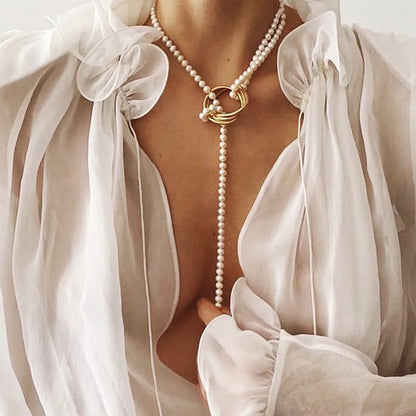 Nuevo collar gargantilla de perlas barrocas para mujer, lujoso, para bodas, fiestas, collar de cuentas de tres capas, torques, regalo de joyería de moda para damas