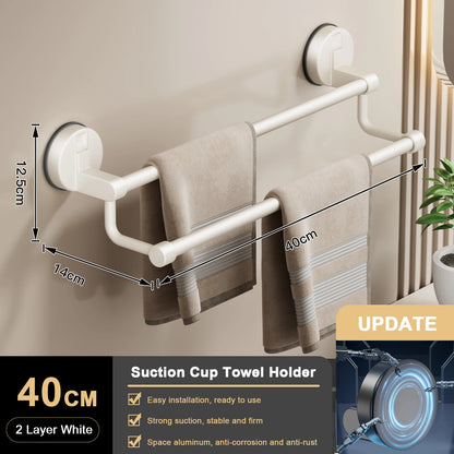 Toallero de Ventosa para Pared, sin Taladro, para Baño, Barra de Toalla de 30/40/50cm, Soporte que Ahorra Espacio