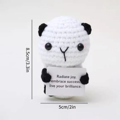 Poupée à énergie positive tissée à la main – Figurine en crochet de légumes et d'animaux avec carte de câlins, cadeau de festival fait à la main et artisanat de décoration intérieure créatif