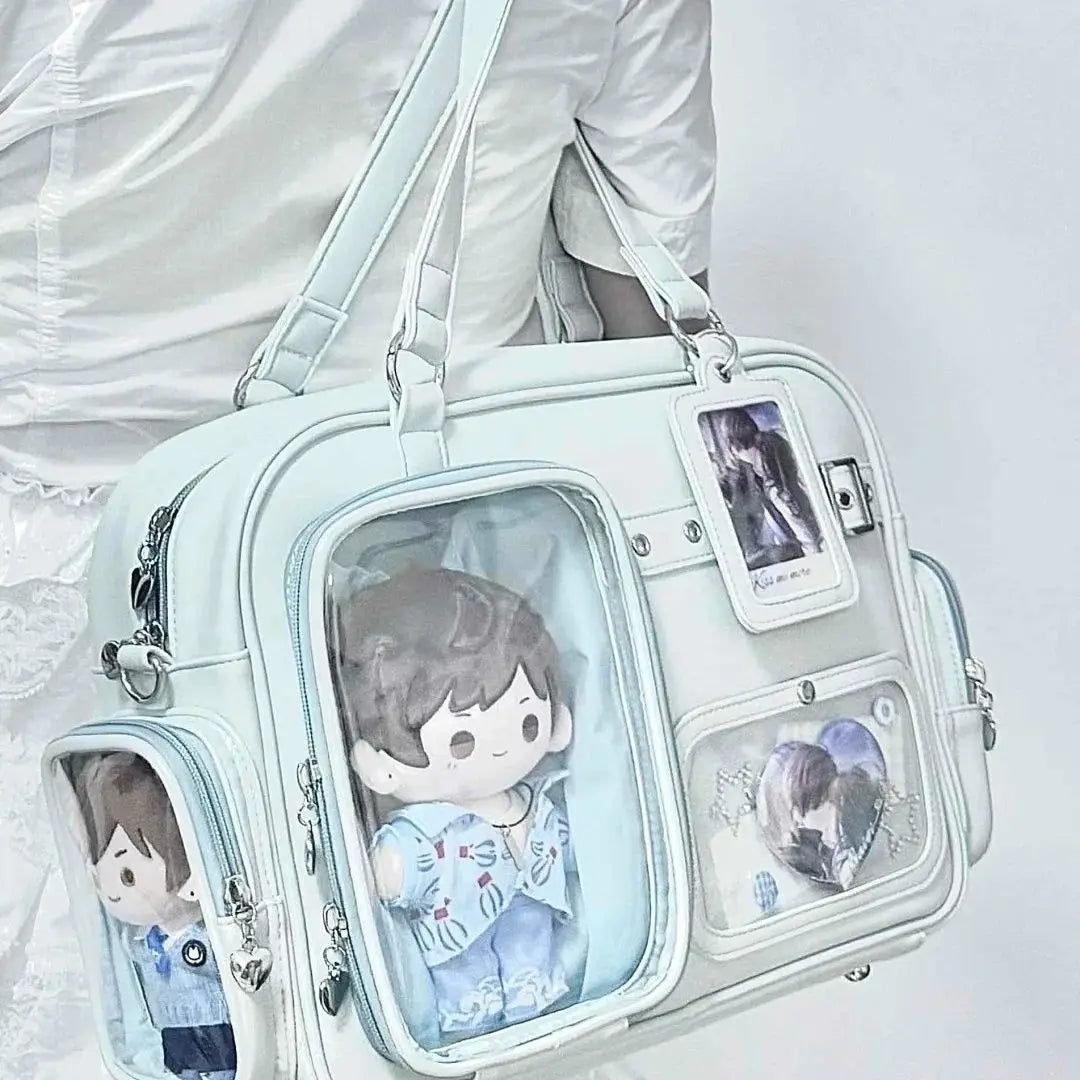 Bolso Harajuku Ita para Mujer – Bandolera de Piel Sintética de 20cm para Exhibición de Muñecos y Pines, Bolso Cruzado Preppy de Gran Capacidad, Bolso de Moda Kawaii para Uso Diario, Escuela y Viajes