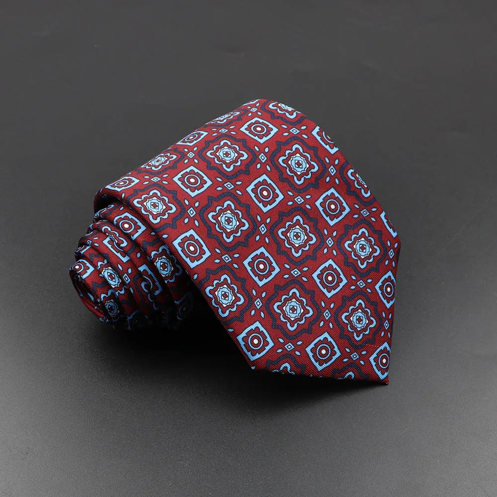 Men's 7.5cm Soft Silk Necktie – Floral & Dot Pattern Tie for Weddings, Business, Parties & Formal Wear