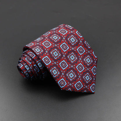 Men's 7.5cm Soft Silk Necktie – Floral & Dot Pattern Tie for Weddings, Business, Parties & Formal Wear