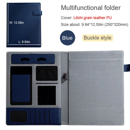 A4 PU Leather Padfolio Folder – Multifunction Document Holder & Business Portfolio Organizer for Men & Women