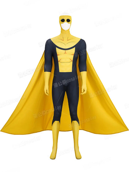 Invincible Inspired Sinister Mark Cosplay Costume – Men’s Yellow Uniform Disguise Outfit for Anime Halloween, Carnival & Party Roleplay