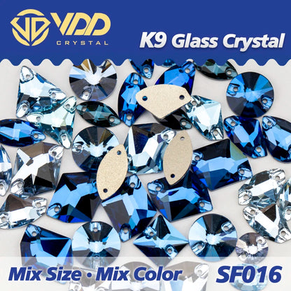 Strass à coudre en cristal K9 AB Mix – Pierres plates en verre AAAAA pour vêtements, robes de mariée et projets de bricolage