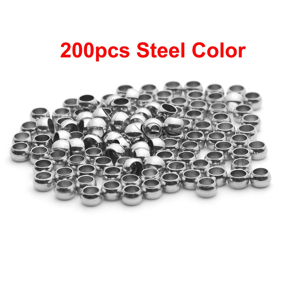 100–200 Piece Stainless Steel Crimp Stopper Beads (1.5–3mm) – Ball Spacer End Beads for DIY Bracelets, Necklaces & Jewelry Making
