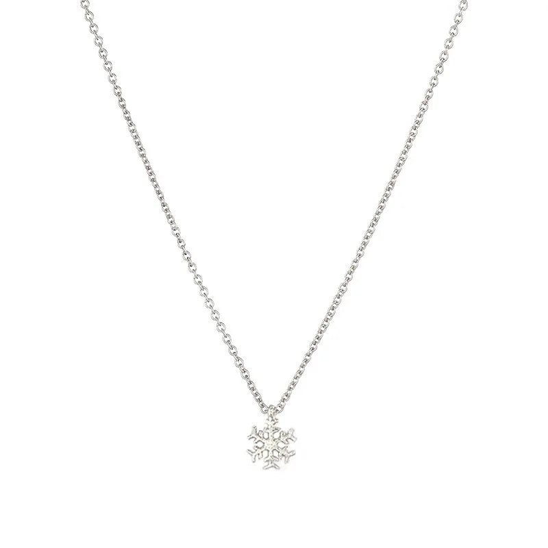 925 Sterling Silver Snowflake Pendant Necklace for Women – Delicate Collarbone Chain Fashion Jewelry, Elegant Gift for Girlfriend
