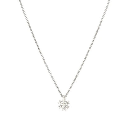 925 Sterling Silver Snowflake Pendant Necklace for Women – Delicate Collarbone Chain Fashion Jewelry, Elegant Gift for Girlfriend