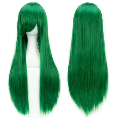 80cm Long Straight Multicolor Heat-Resistant Synthetic Cosplay Wig – Anime Halloween Party Costume Hairpiece