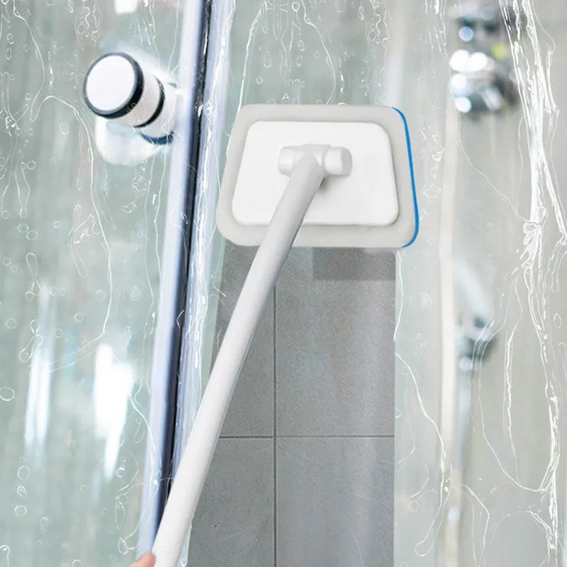 Brosse de nettoyage éponge de salle de bain – Outil de récurage multifonctionnel à long manche, brosse éponge amovible pour le nettoyage en profondeur des sols, baignoires, carrelages en céramique et surfaces domestiques