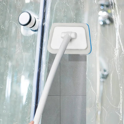 Brosse de nettoyage éponge de salle de bain – Outil de récurage multifonctionnel à long manche, brosse éponge amovible pour le nettoyage en profondeur des sols, baignoires, carrelages en céramique et surfaces domestiques