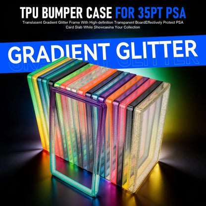 Étui de protection Bumper en TPU à paillettes – Housse de protection avec dos transparent pour cartes à collectionner PSA 35PT